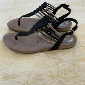 Tamaris Worthmann Black Silver Slingback Sandals